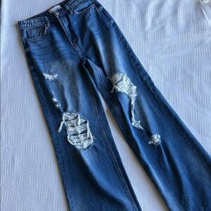 Vervet Distressed High Waisted Wide leg Flared Jeans size 27